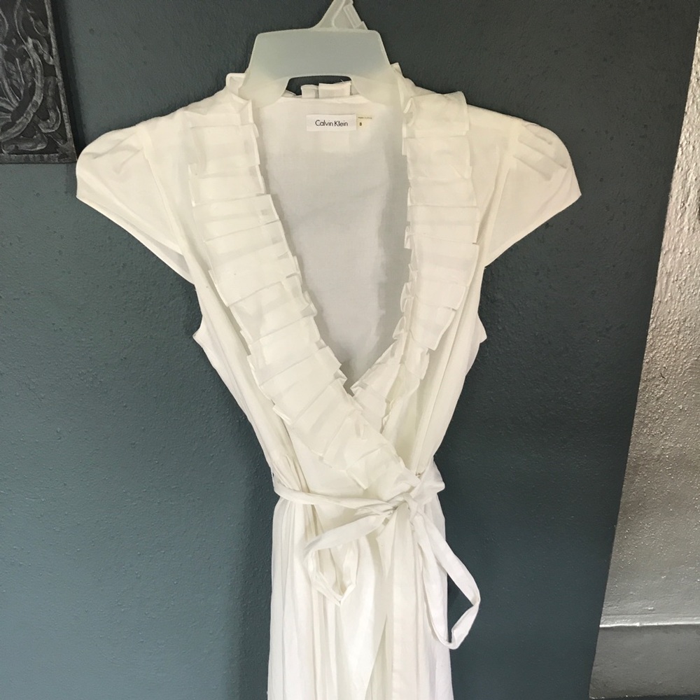 White Calvin Klein Summer Wrap Dress